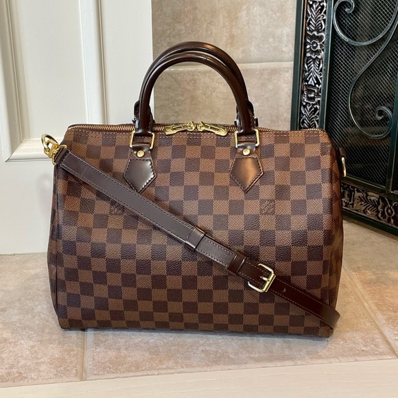 Louis Vuitton, Bags, Louis Vuitton Speedy Bandouliere 3 Damier Ebene